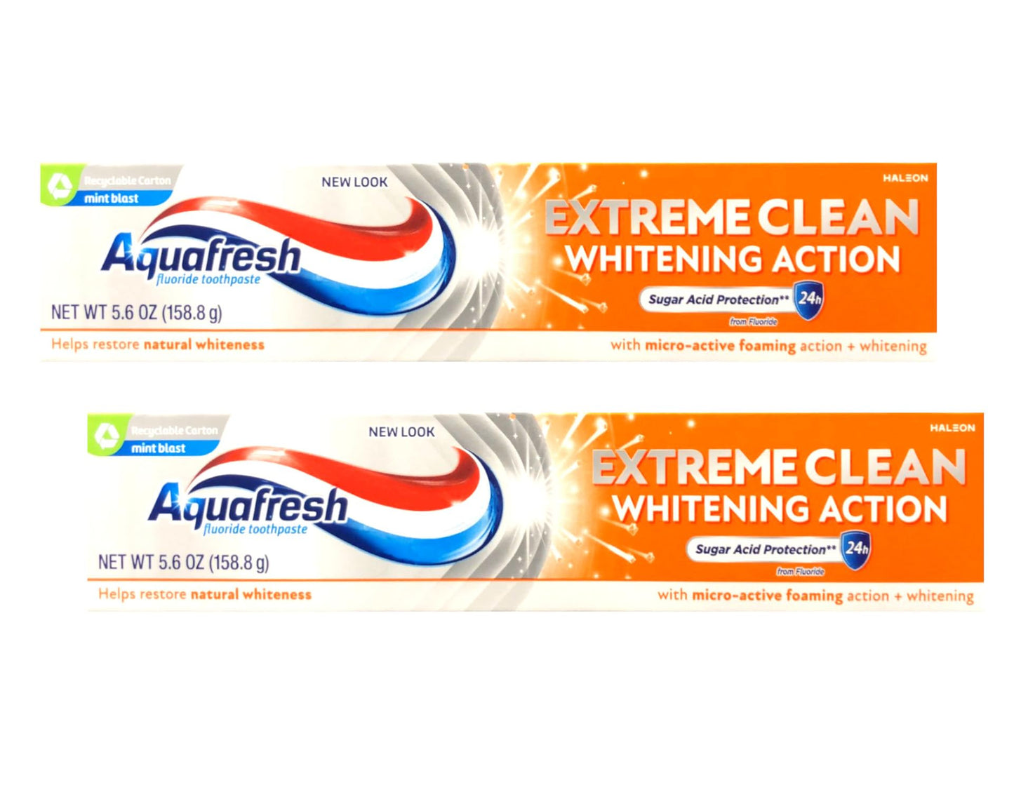 Aquafresh Extreme Clean Whitening Action Toothpaste – Mint Blast, Fluoride, 5.6 oz Pack of 2