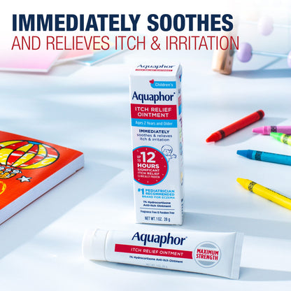 Aquaphor Children's Itch Relief Ointment 1% Hydrocortisone – Fragrance Free, 2 x 1 oz Tubes
