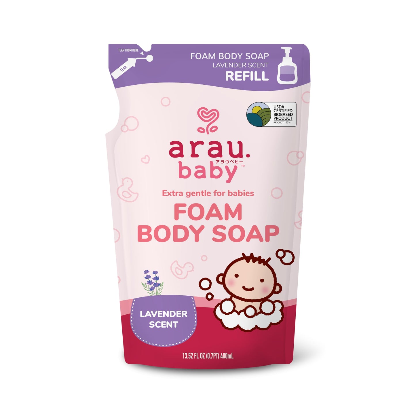 Arau Baby Foam Body Soap Refill – Lavender | Plant-Based Baby Wash 15.21 fl oz