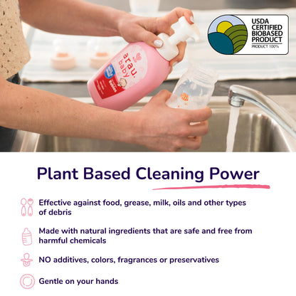 Arau Baby Unscented Foam Bottle Wash, Natural Plant Based Baby Bottle & Dish Soap, No Artificial Fragrance or Additives, Gentle for Washing Bottles, Pacifiers and Toys, Easy Rinse, 15.21 Fl Oz