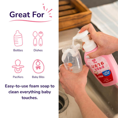 Arau Baby Unscented Foam Bottle Wash, Natural Plant Based Baby Bottle & Dish Soap, No Artificial Fragrance or Additives, Gentle for Washing Bottles, Pacifiers and Toys, Easy Rinse, 15.21 Fl Oz
