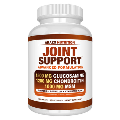 Arazo Nutrition Glucosamine Chondroitin Turmeric MSM Boswellia – Joint Support Supplement (180 Tablets)