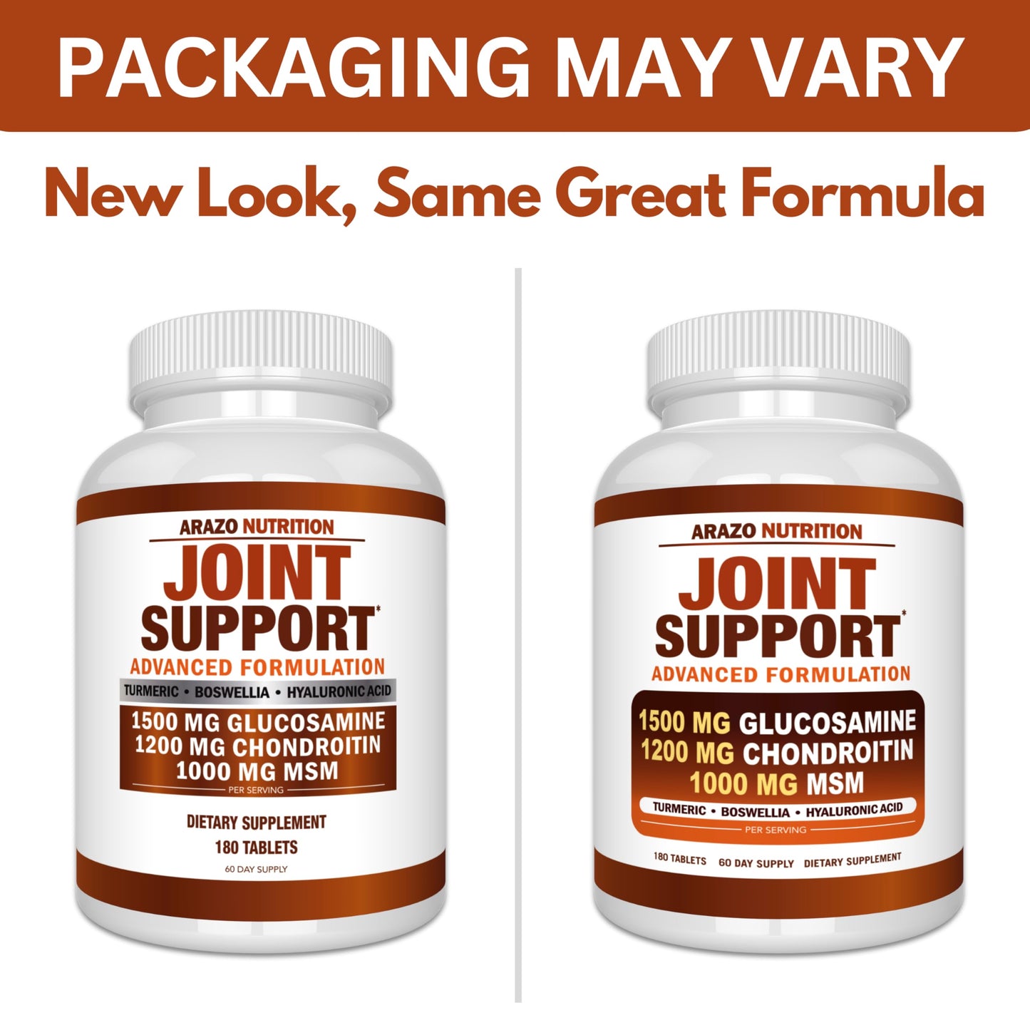 Arazo Nutrition Glucosamine Chondroitin Turmeric MSM Boswellia – Joint Support Supplement (180 Tablets)