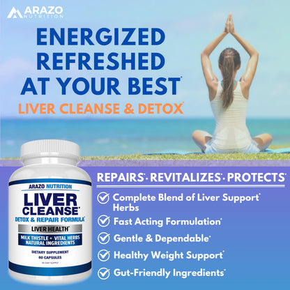 Arazo Liver Cleanse Detox & Repair – Milk Thistle Support