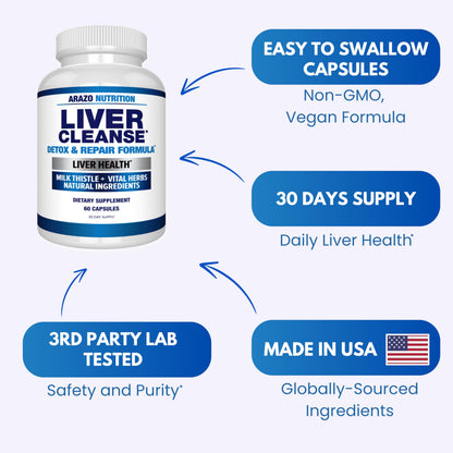 Arazo Liver Cleanse Detox & Repair – Milk Thistle Support
