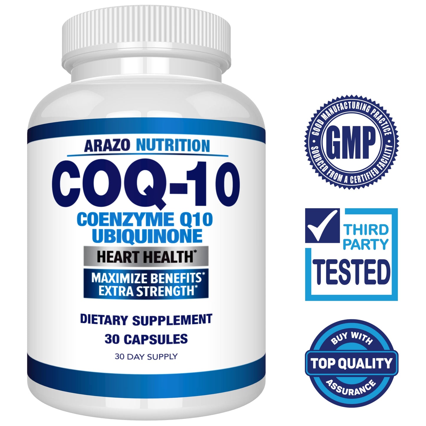 Arazo Nutrition CoQ10 Ubiquinone 200mg – High Absorption, No Soy | Pack of 2