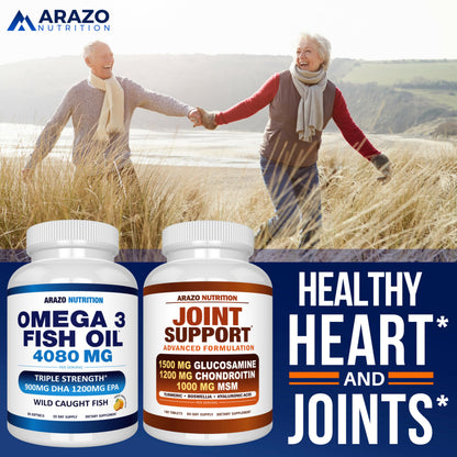 Arazo Nutrition Wild Caught Omega-3 Fish Oil – 60 Soft Gels | High EPA 1200mg, DHA 900mg | Lemon Burpless