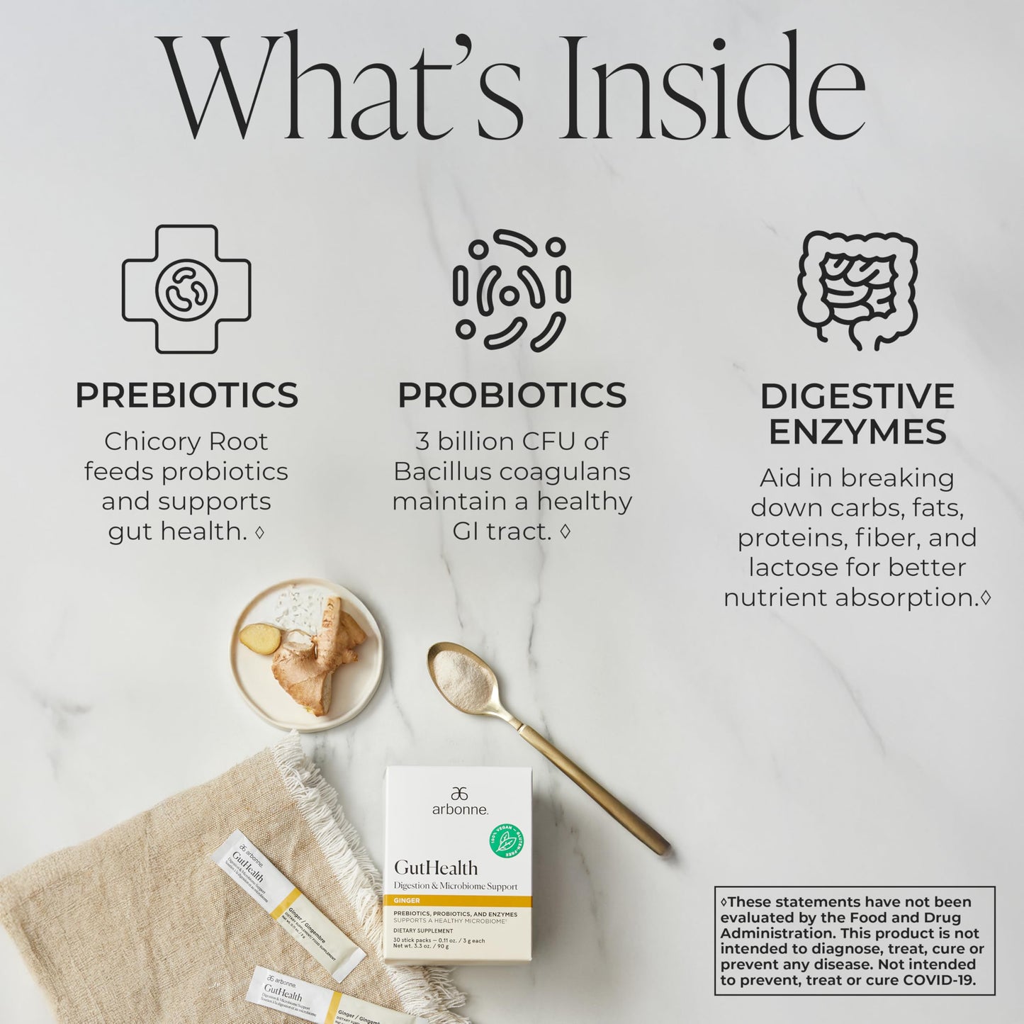 Arbonne Gut Health Digestion Support – Probiotic & Prebiotic Drink Mix with Enzymes