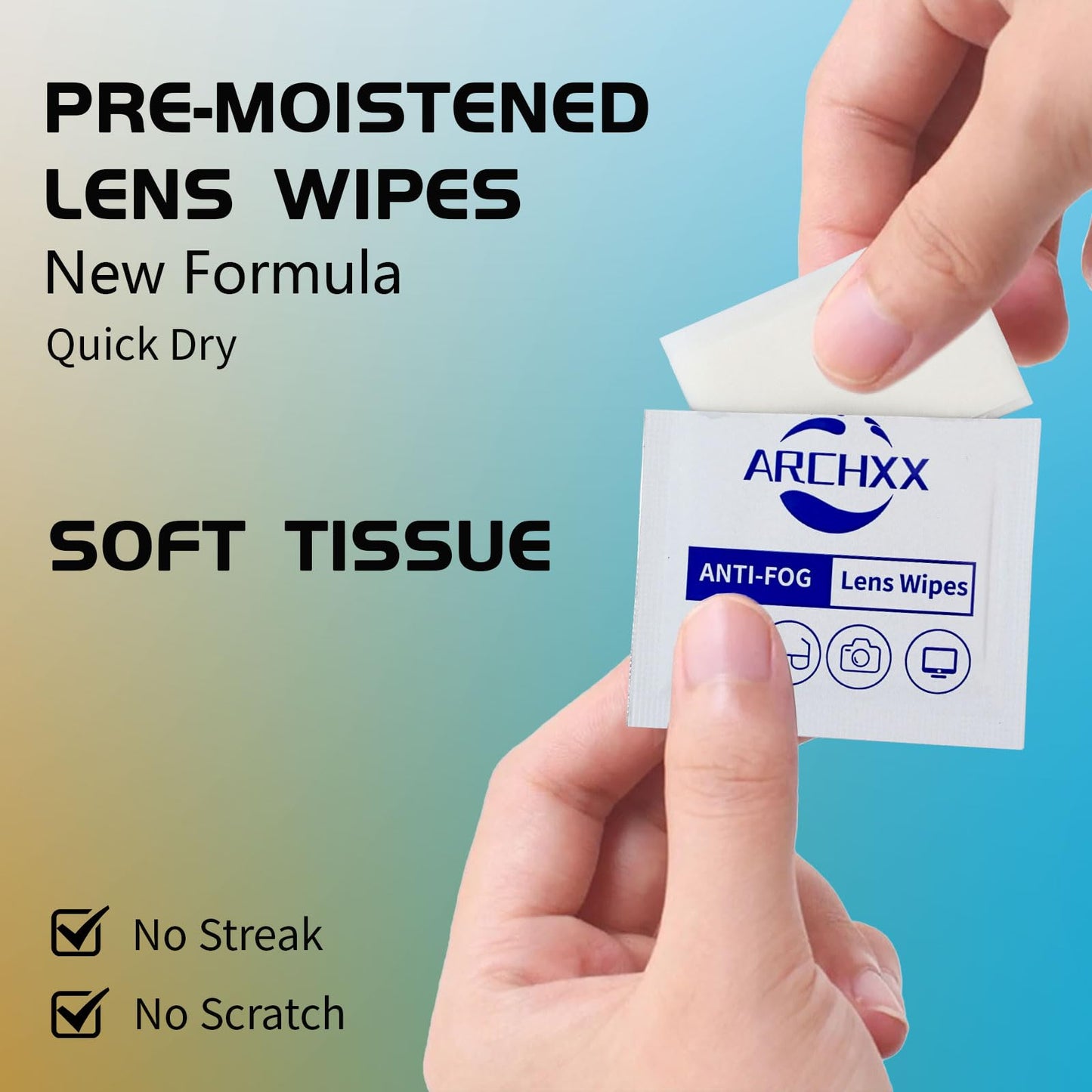 ARCHXX Anti Fog Wipes for Glasses - 120 Count | Pre-Moistened Lens Cleaner