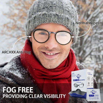 ARCHXX Anti Fog Wipes for Glasses - 120 Count | Pre-Moistened Lens Cleaner