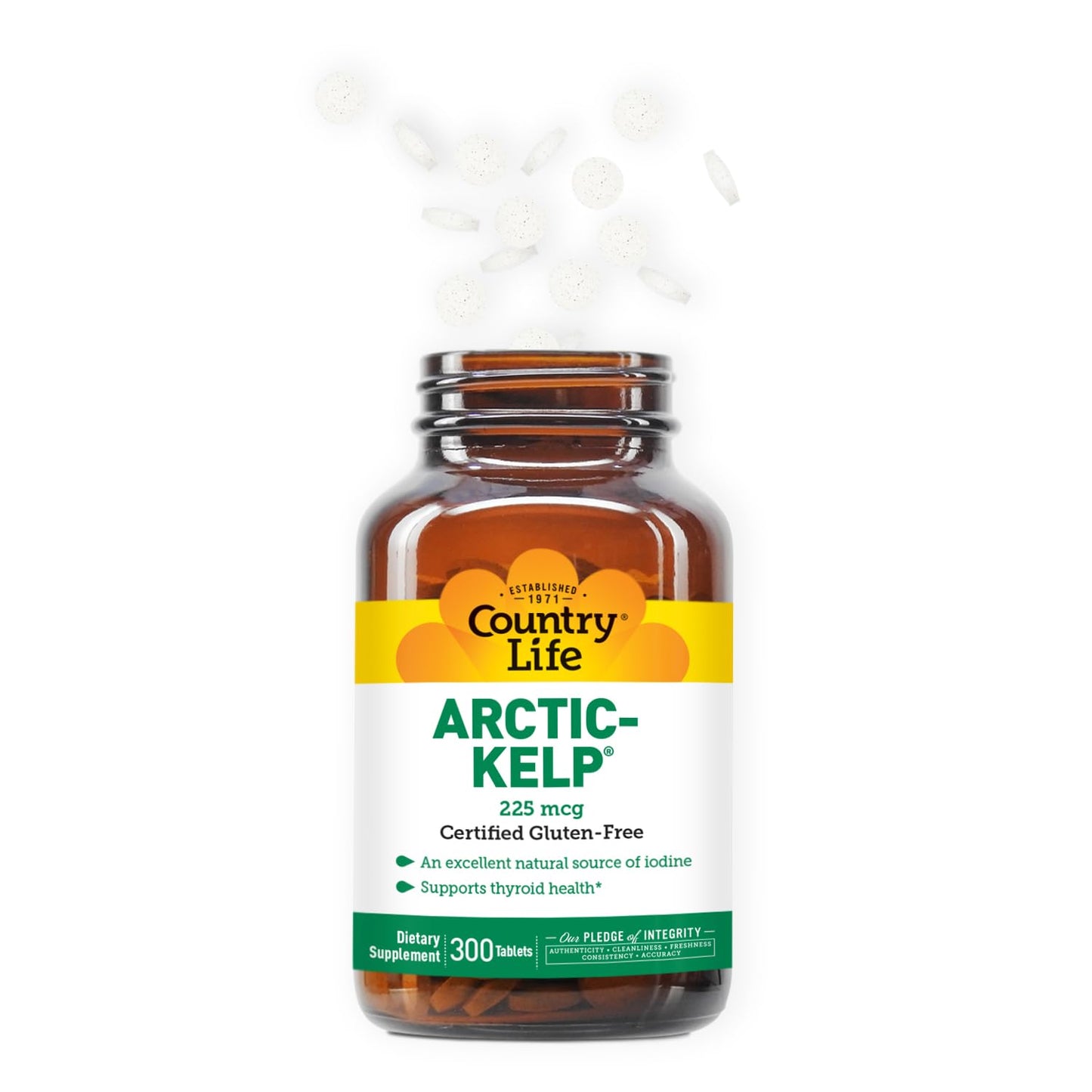 Country Life Arctic-Kelp – Natural Iodine for Thyroid & Immune Support, 225 mcg, 300 Tablets | Vegan & Gluten-Free