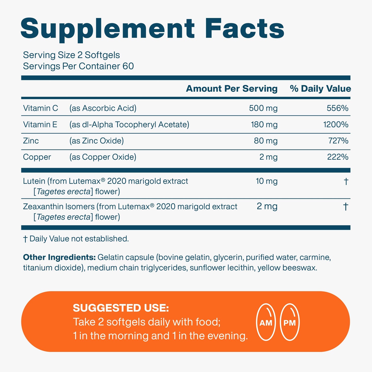 Vision Protection AREDS 2 Eye Vitamin & Mineral Supplement – Lutemax 2020 (120 Mini Softgels)