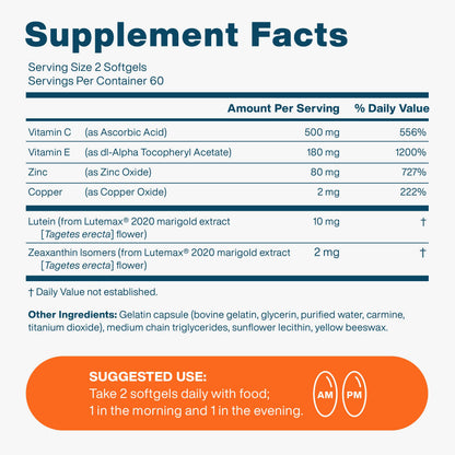Vision Protection AREDS 2 Eye Vitamin & Mineral Supplement – Lutemax 2020 (120 Mini Softgels)