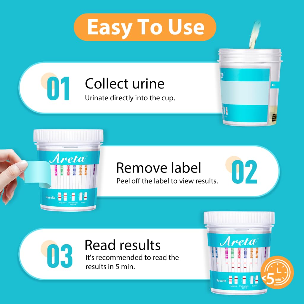 Areta 14-Panel At-Home Drug Test Cup - 5 Pack