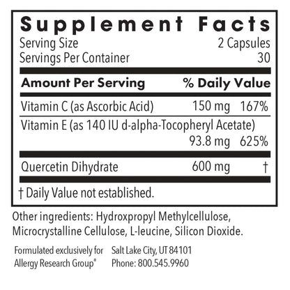 Quercetin 300 by Allergy Research Group – Immune Support, Vegetarian (60 Count)