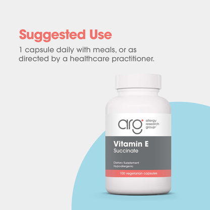 Allergy Research Group Vitamin E Succinate 400 IU - Vegetarian Capsules, 100 Count