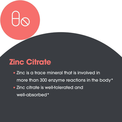 Zinc Citrate Supplement 50mg – Allergy Research Group | 60 Vegetarian Capsules