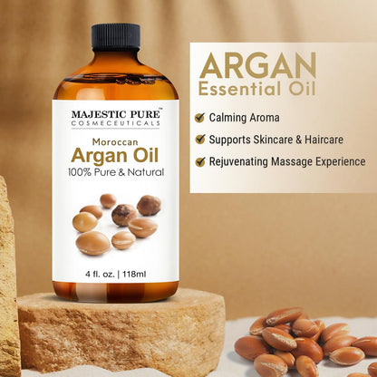 Majestic Pure Moroccan Argan Essential Oil – 4 Fl Oz | 100% Pure & Natural