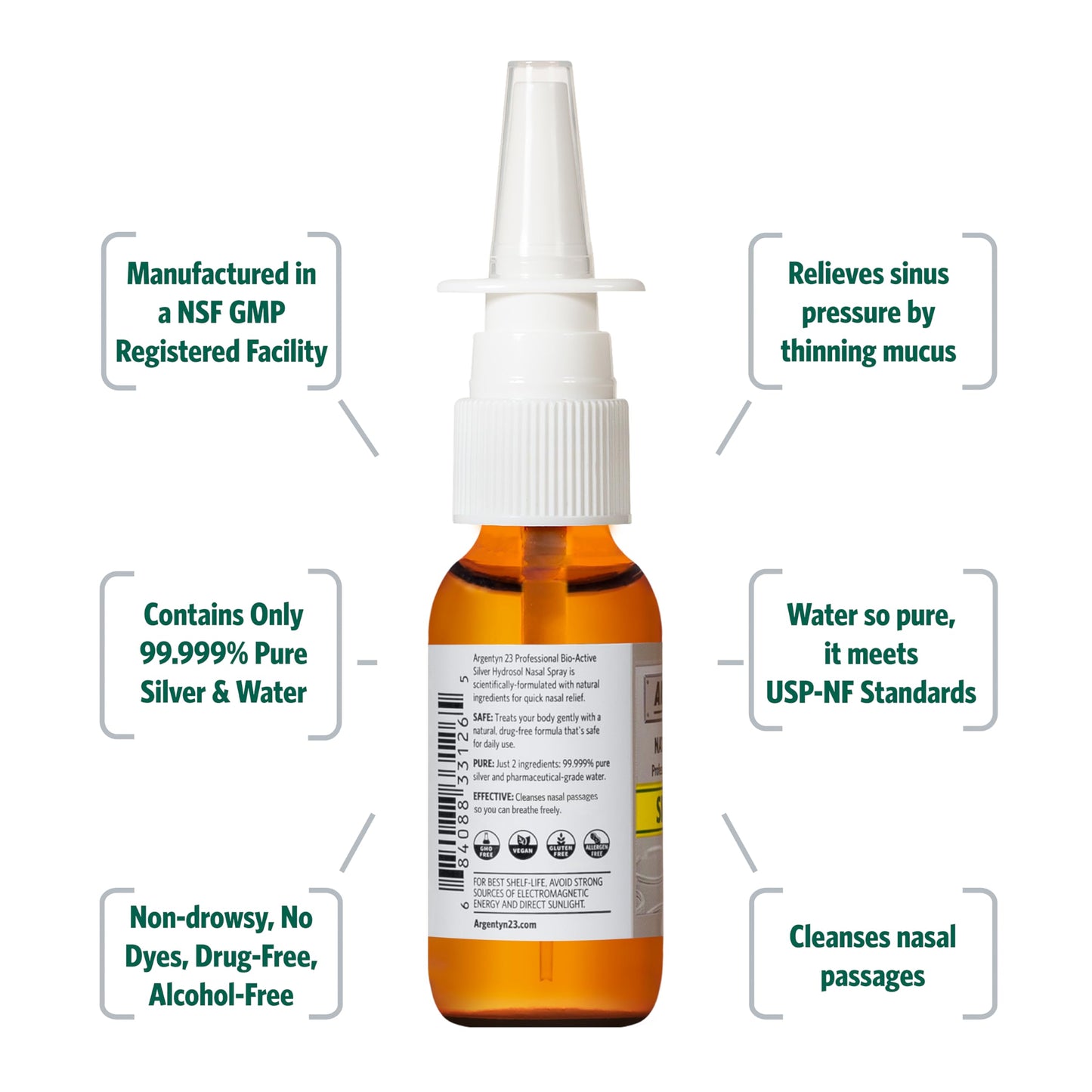 Argentyn 23 Sinus Relief - Colloidal Silver Nasal Spray, 23 ppm, 1 fl oz