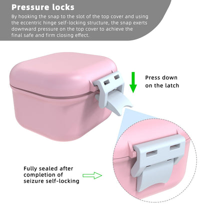 ARGOMAX Leak-Proof Denture Bath Cup – Portable Denture Box with Strainer (Pink & White)
