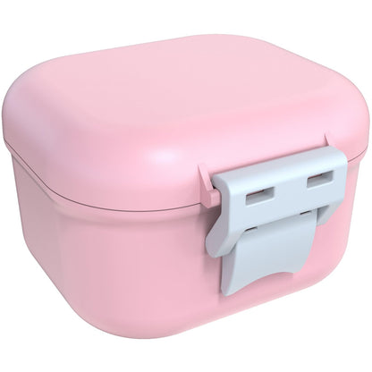ARGOMAX Leak-Proof Denture Bath Cup – Portable Denture Box with Strainer (Pink & White)