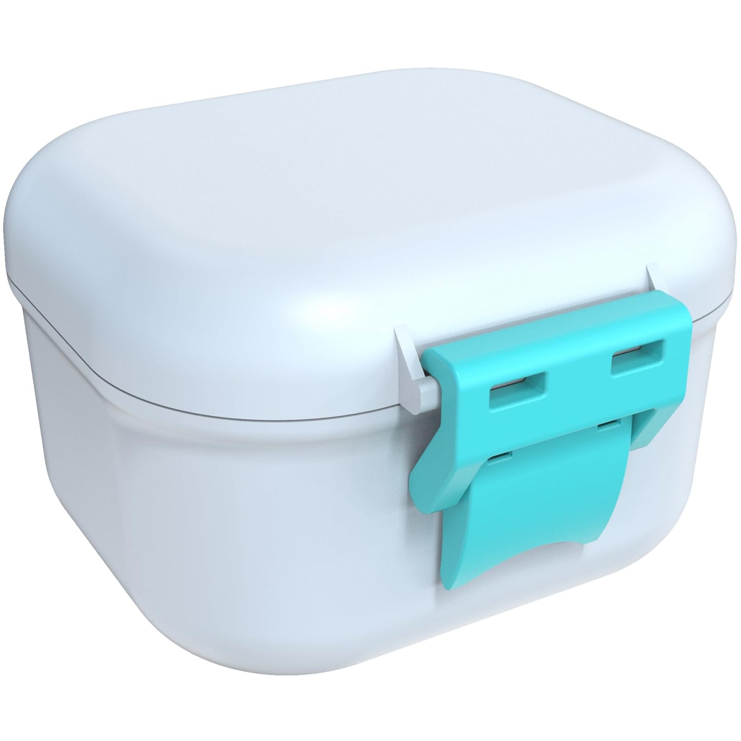 ARGOMAX Leak Proof Denture Bath Cup – Portable Denture Soaking Box with Strainer (White & Cyan)