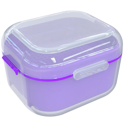 ARGOMAX Denture Case, Denture Cup for Soaking Dentures (Not Leak-Proof) – Thorough Cleaning of Dentures, Retainer, Mouthguards, Clear Braces, Dark Purple