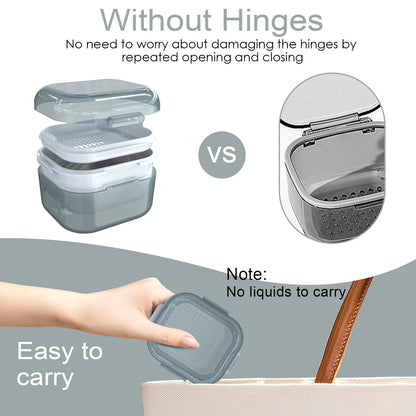 ARGOMAX Denture Case - Denture Cup for Soaking & Thorough Cleaning (Not Leak-Proof) - Grey