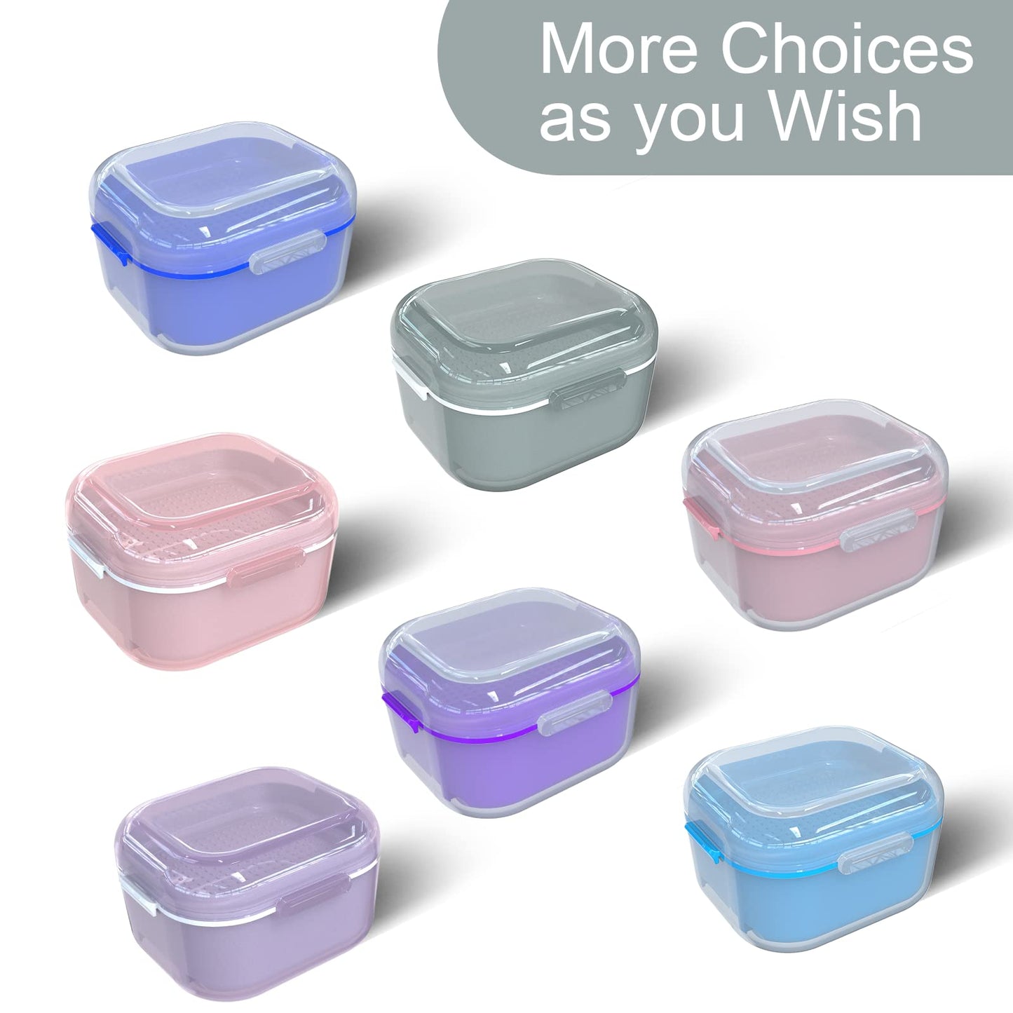 ARGOMAX Denture Case - Denture Cup for Soaking & Thorough Cleaning (Not Leak-Proof) - Grey