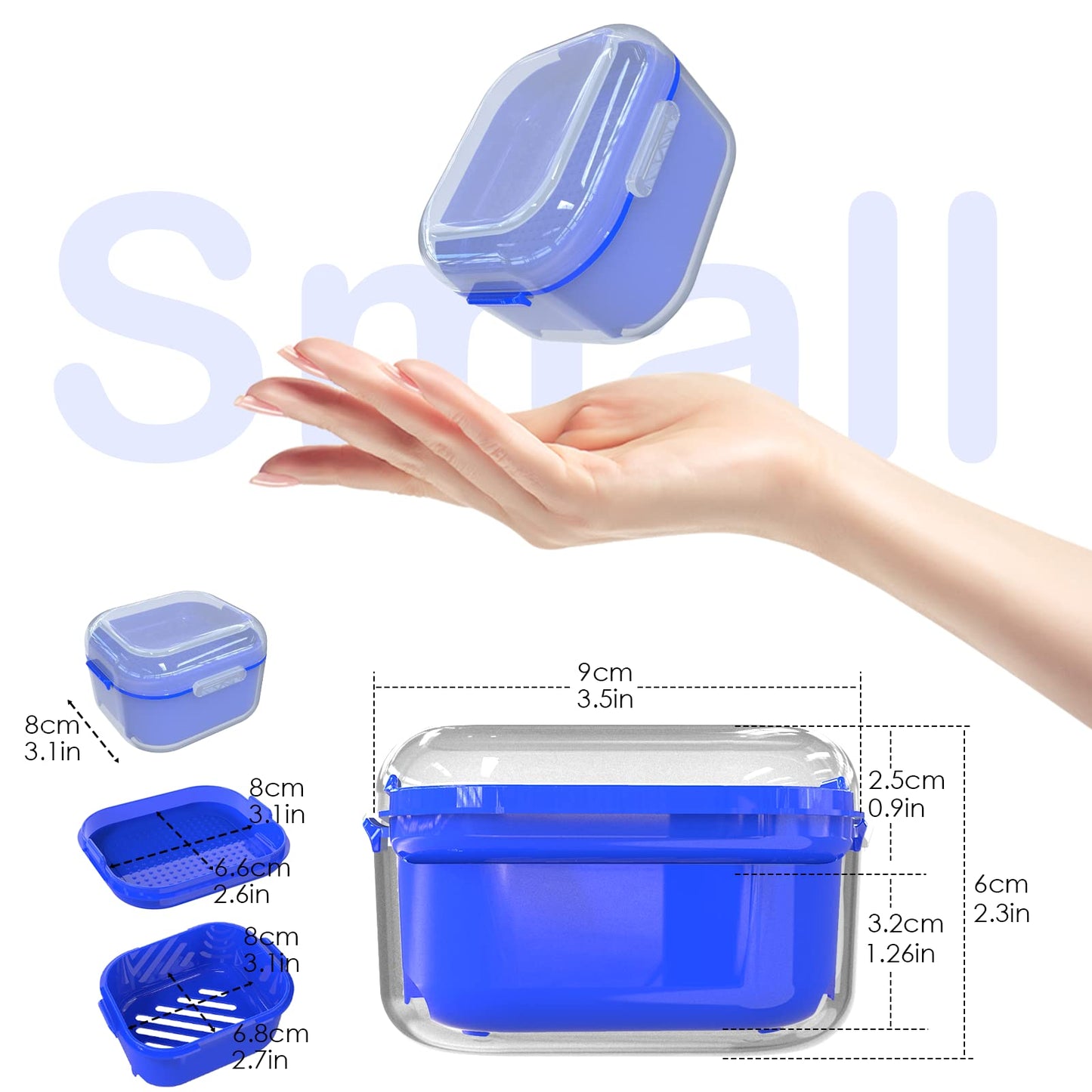 ARGOMAX Denture Case - Soaking Cup for Dentures, Retainers & Clear Braces