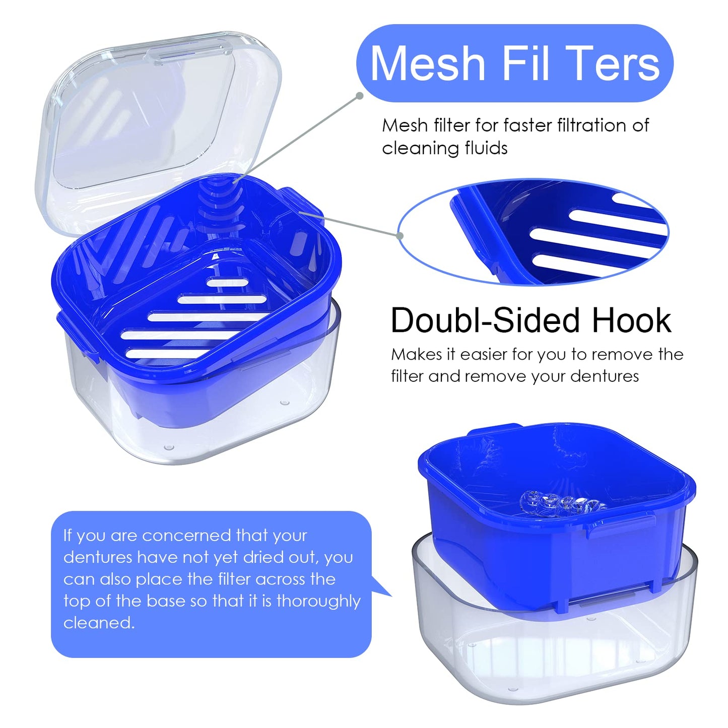 ARGOMAX Denture Case - Soaking Cup for Dentures, Retainers & Clear Braces