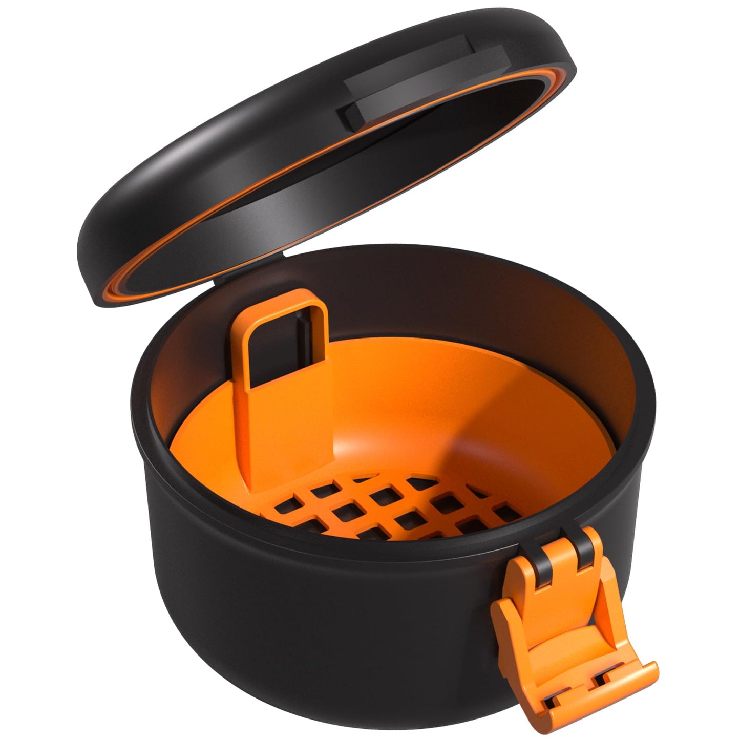 ARGOMAX Leak-Proof Retainer Case | Denture Cleaning Cup for Soaking | Travel Case (Black & Orange)