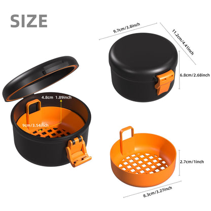 ARGOMAX Leak-Proof Retainer Case | Denture Cleaning Cup for Soaking | Travel Case (Black & Orange)