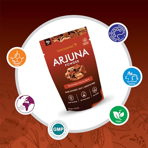 Herb Essential Arjuna Powder 2x100g – Terminalia Arjuna Bark, Vegan, GMP Certified