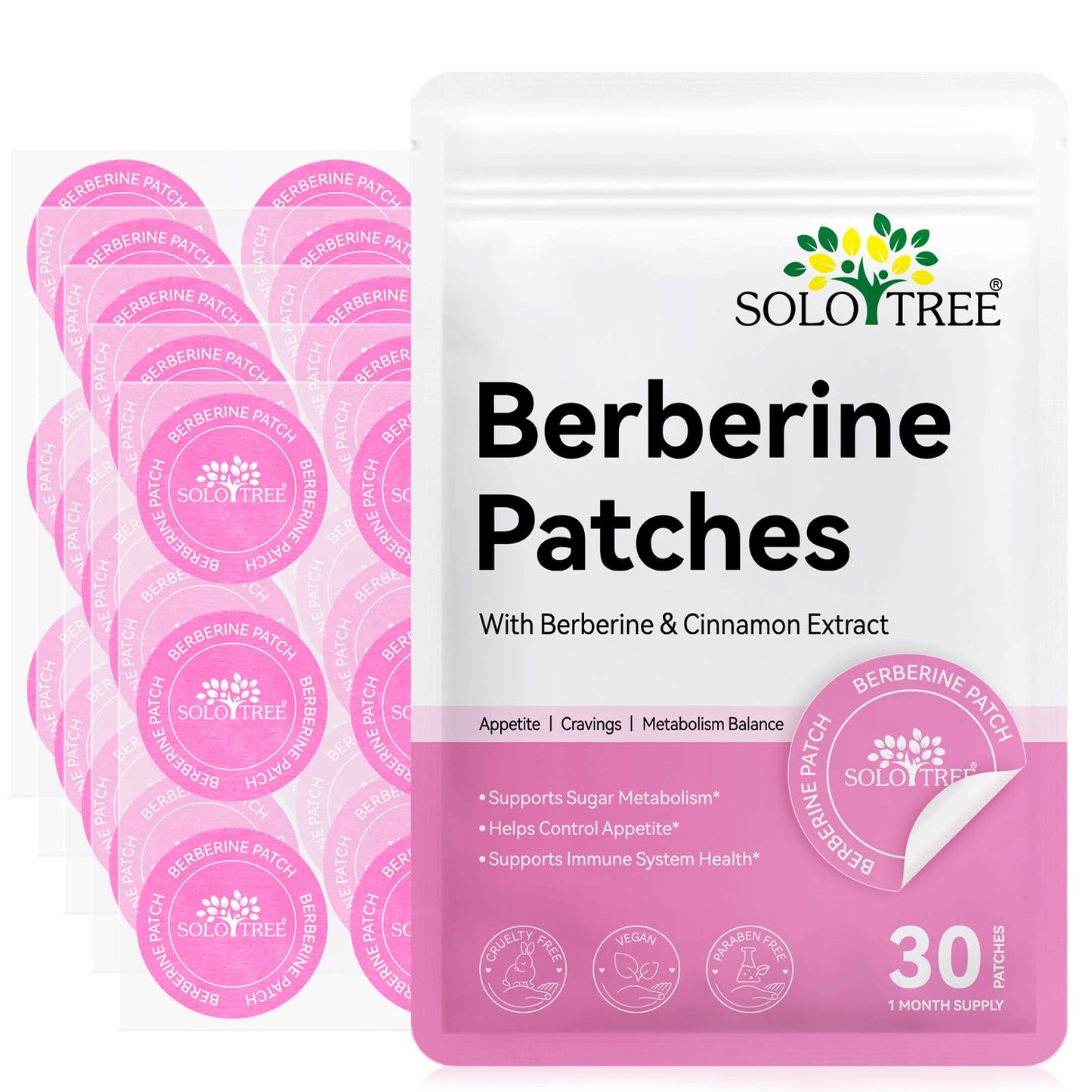 Arkture Berberine Patches for Women and Men – Cinnamon & Pomegranate – 8-Hour Formula – 30 Patches