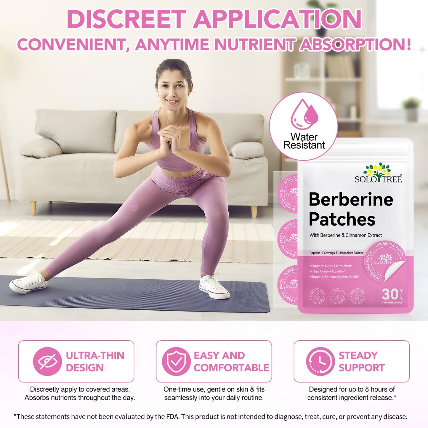 Arkture Berberine Patches for Women and Men – Cinnamon & Pomegranate – 8-Hour Formula – 30 Patches