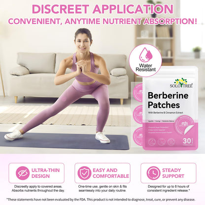 Arkture Berberine Patches for Women and Men – Cinnamon & Pomegranate – 8-Hour Formula – 30 Patches