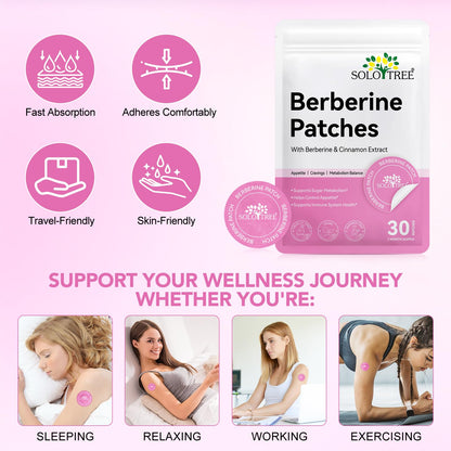 Arkture Berberine Patches for Women and Men – Cinnamon & Pomegranate – 8-Hour Formula – 30 Patches