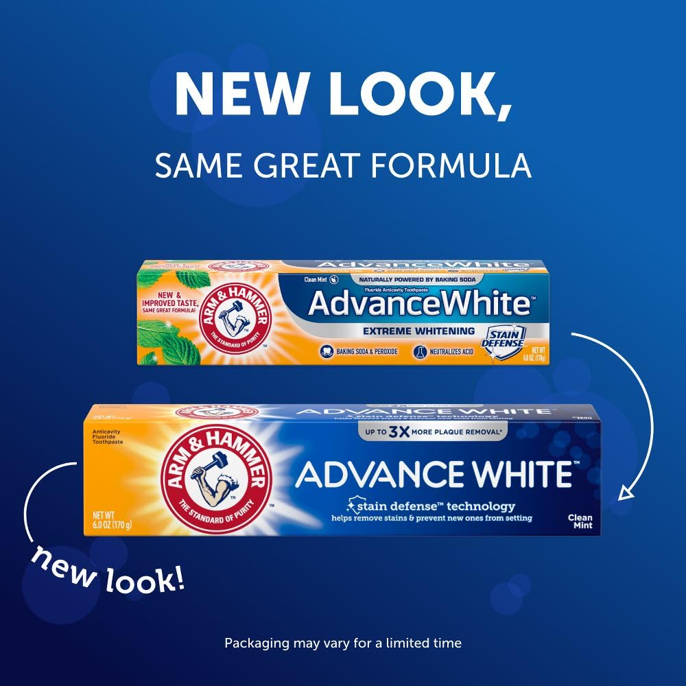 ARM & HAMMER Advance White Toothpaste – Clean Mint, Extreme Whitening (6 Pack)