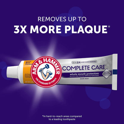 Arm & Hammer Complete Care Stain Defense Toothpaste, Fluoride Anticavity, 6 oz – Pack of 6 (Packaging May Vary)