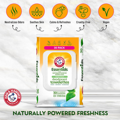 Arm & Hammer Face & Body Wipes for Adults – Simply Fresh (Alcohol-Free, 30 Sheets)