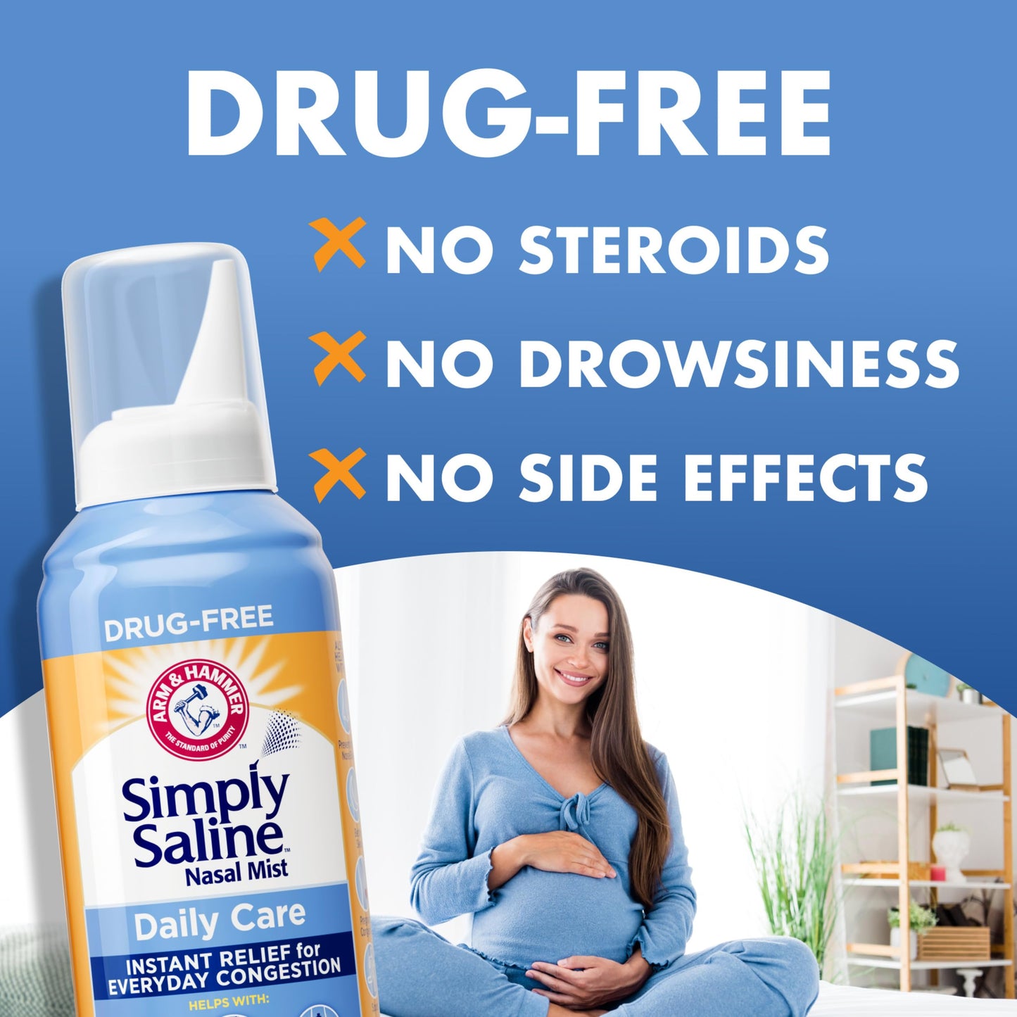 ARM & HAMMER Simply Saline Daily Care Nasal Mist 4.5oz – Instant Congestion Relief & Gentle Nasal Moisture