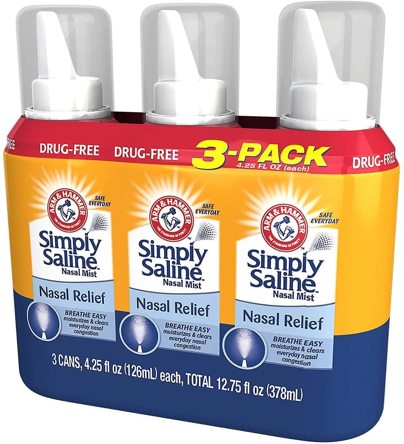Arm & Hammer Simply Saline Nasal Mist Original – Pack of 3 (4.25 oz each)