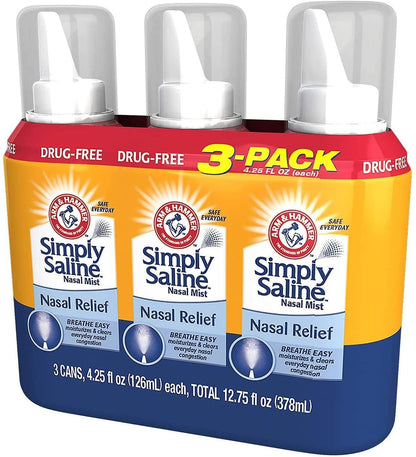 Arm & Hammer Simply Saline Nasal Mist Original – Pack of 3 (4.25 oz each)