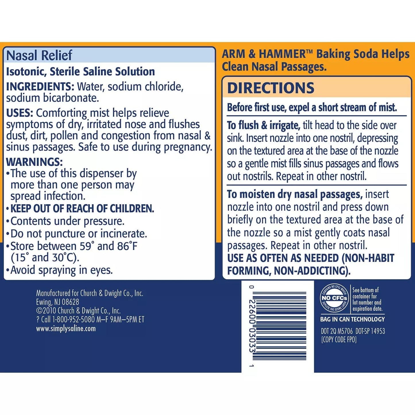 Arm & Hammer Simply Saline Giant Size 4.25 oz – Pack of 3 | Gentle Nasal Moisture