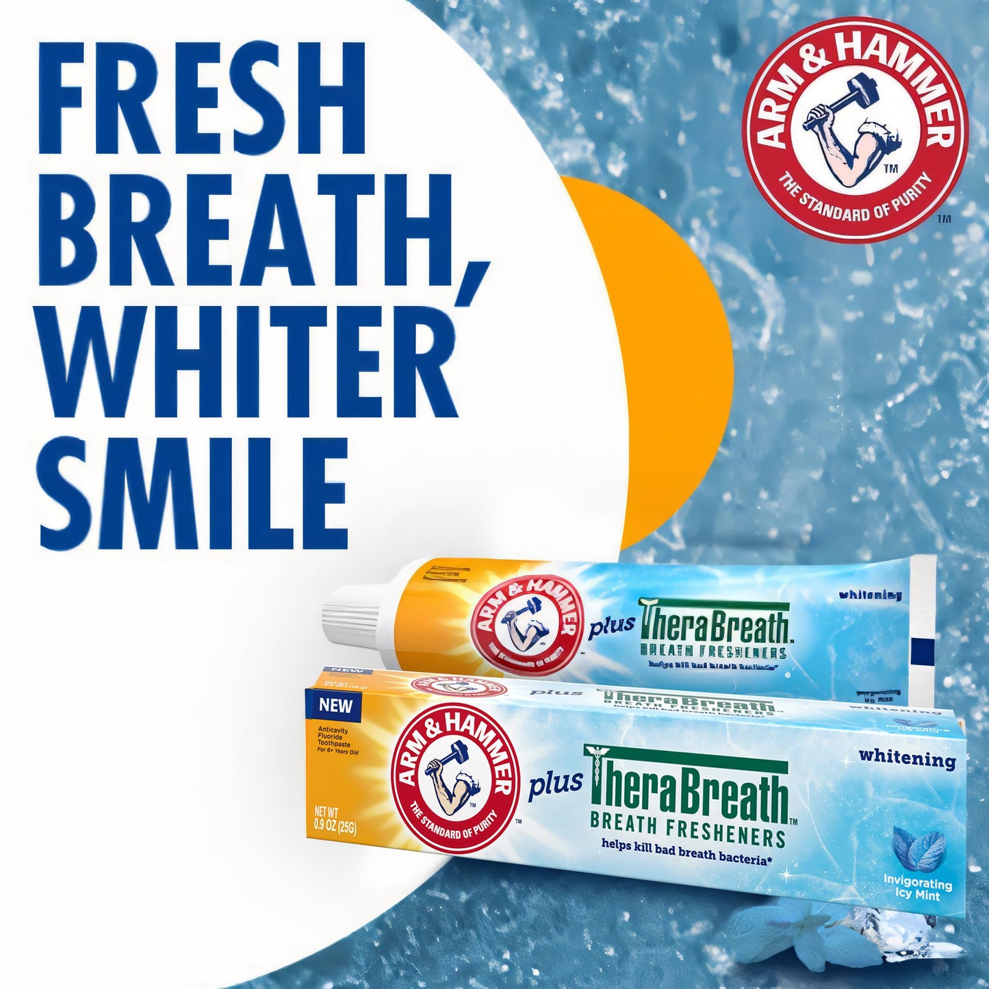 ARM & HAMMER Whitening Toothpaste 6-Pack – Icy Mint, Thera Fresheners