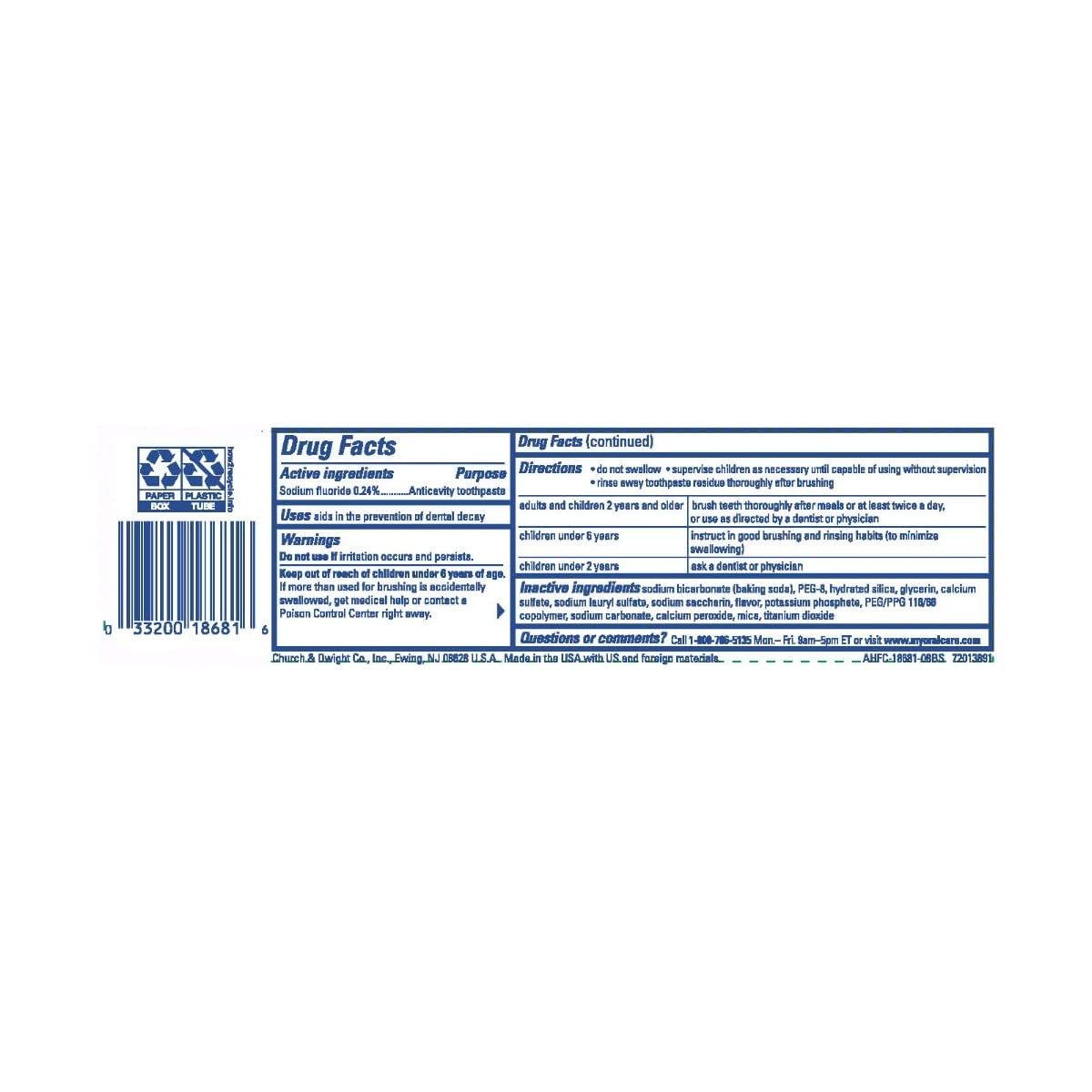 ARM & HAMMER Truly Radiant Whitening & Enamel Strengthening Toothpaste – Fresh Mint, 4.3 oz (Pack of 5)