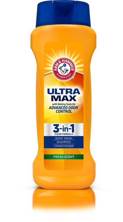 Arm & Hammer Ultra Max 3-in-1 Shampoo, Conditioner & Body Wash – Fresh Scent, 12 oz