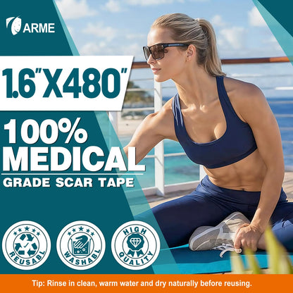 Arme Silicone Scar Tape – 4 Roll Pack (480") Reusable Medical-Grade Scar Sheets