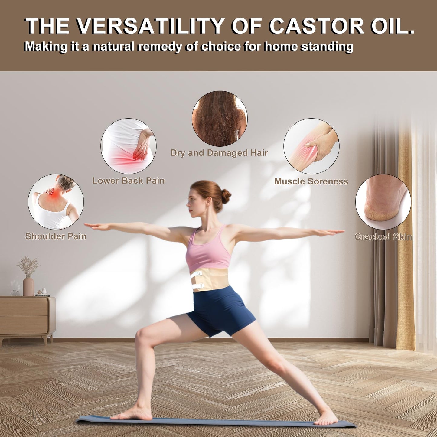 ARMINACO Castor Oil Pack Wrap – 9-Piece Full-Body Detox & Pain Relief (Adjustable)